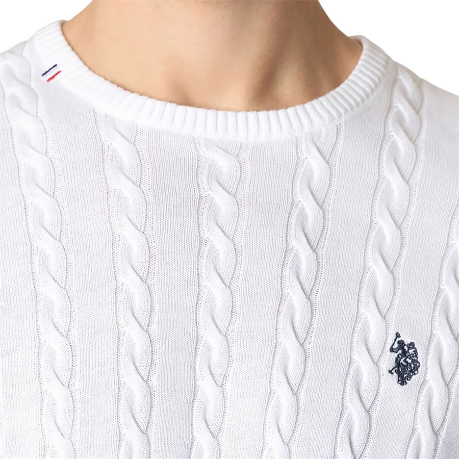 Maglia girocollo a treccia in cotone da uomo U.S. Polo Assn | US41173016100